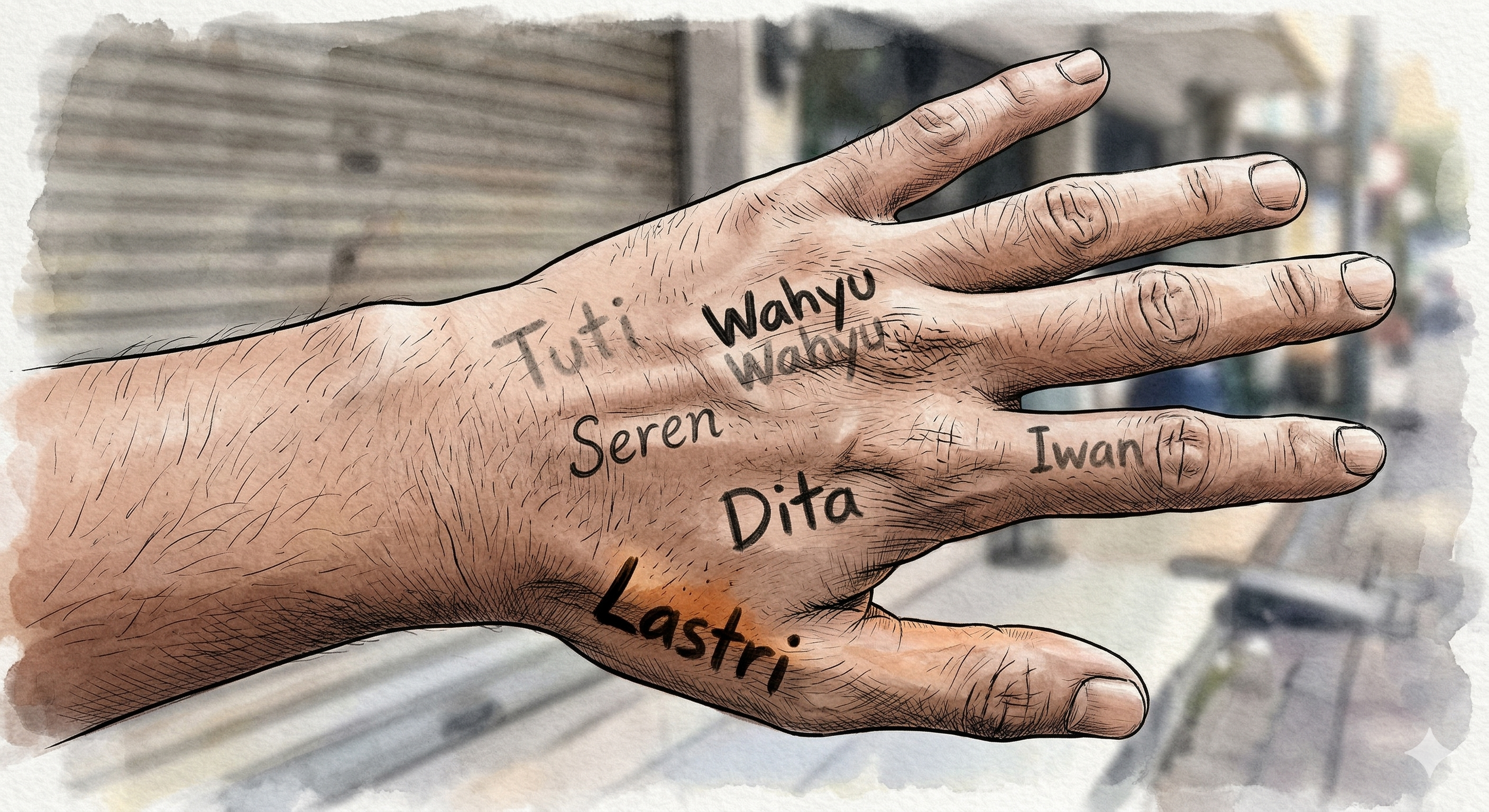 Ilustrasi 2 Spidol di Punggung Tangan