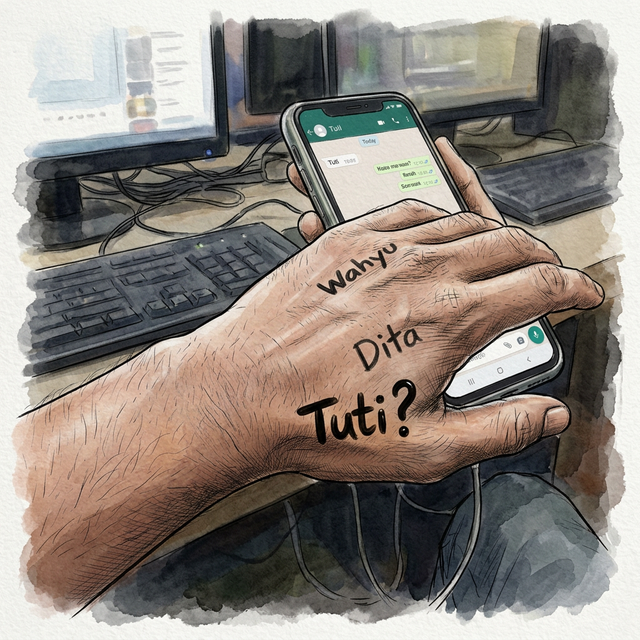 Mencatat nama baru di punggung tangan